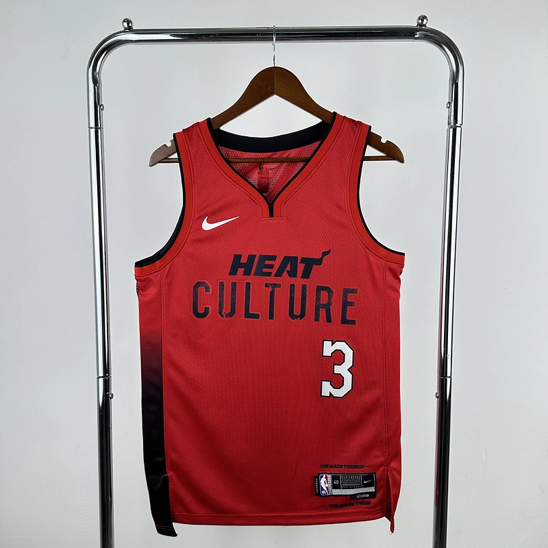 2025 NBA Miami Heat 3 WADE Basketball Jersey