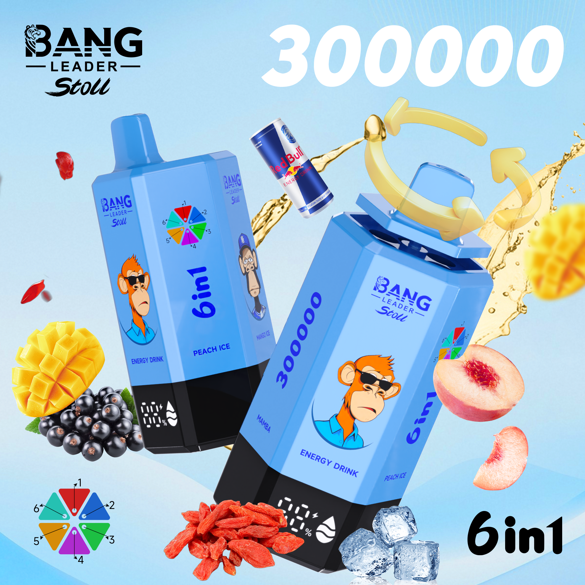 Bang Leader Stoll 300K Puffs 6-in-1 Prefilled Vape | Multi-Flavor,  Rechargeable