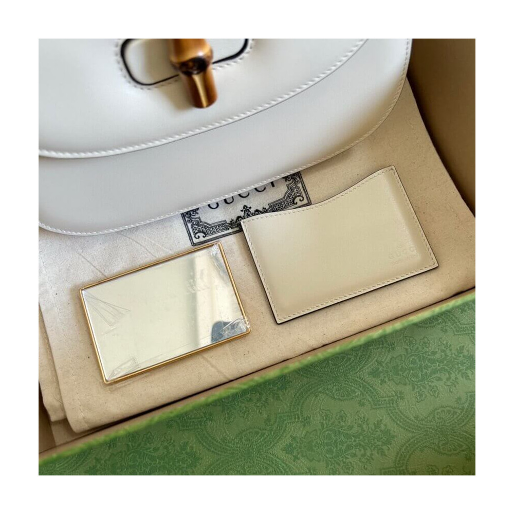 Gucci Small Top Handle Bag with Bamboo White