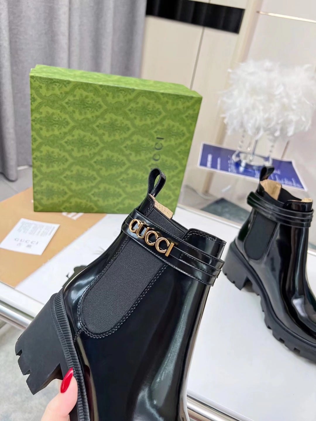 Gucci Women’S Ankle Boot With Logo Black 730064 Aabk6 1000