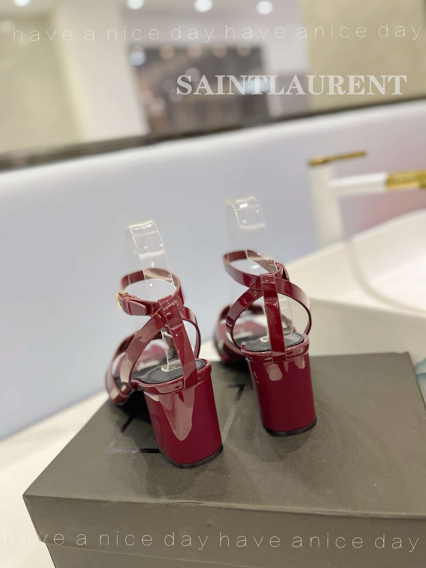 Saint Laurent Tribute Leather Sandals Burgundy