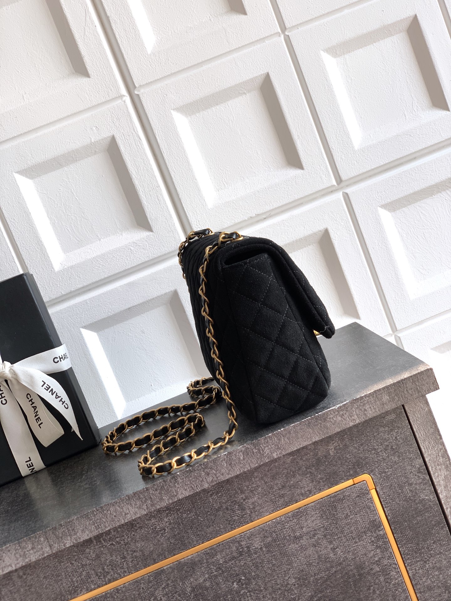 CHANEL 26C Large CF Bag in Black Suede