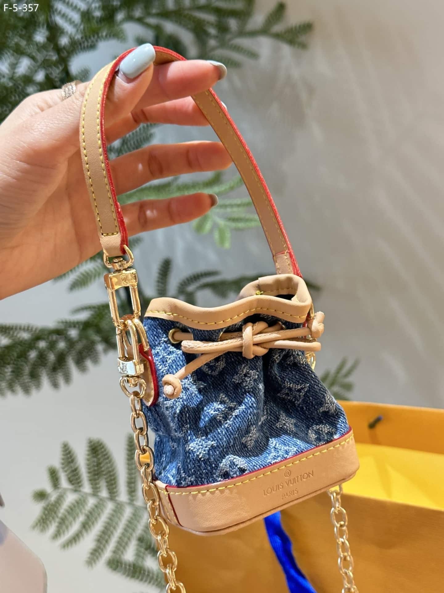 Louis Vuitton Micro Noe Bag Charm Monogram Denim Blue 10Cm M01700
