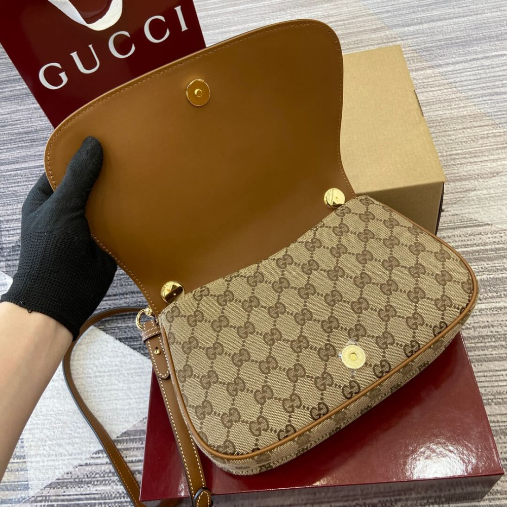Gucci Blondie Small Top Handle Bag Brown Canvas