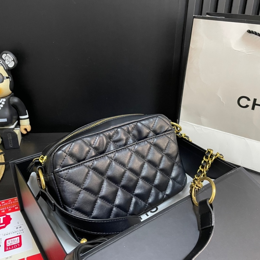 Chanel Quilted Small Camera Case Calfskin Black 22Cm/8.7in