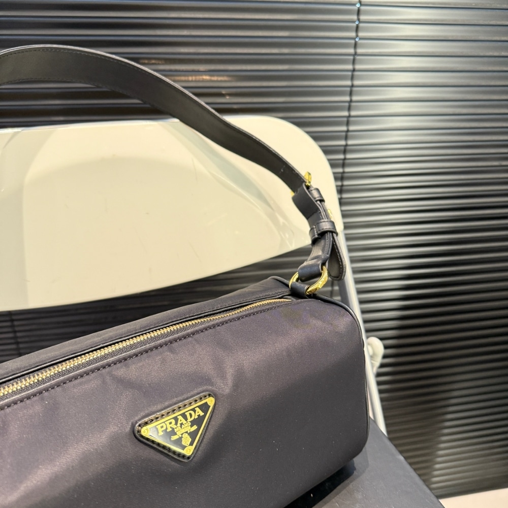 Prada Re Nylon Pouch Black 28Cm