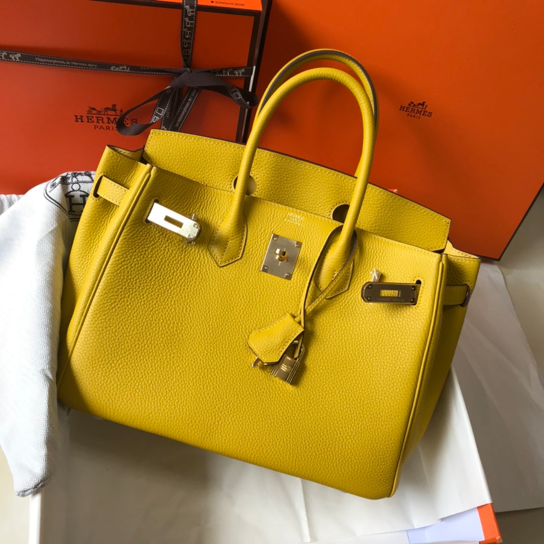 Hermes Birkin Amber Yellow Togo Leather Gold Hardware