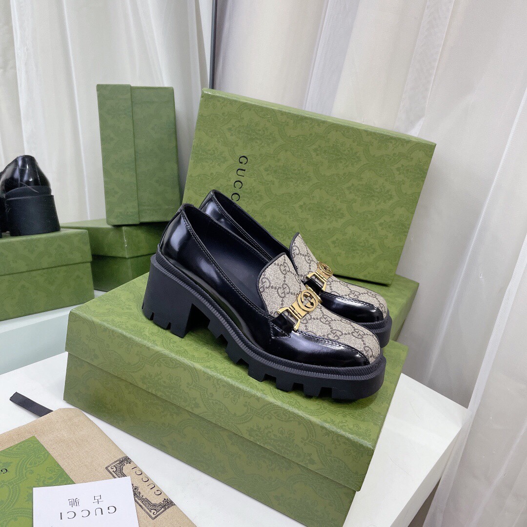 Gucci Ladies Interlocking Double G Loafers 670417 Dksm0 1063