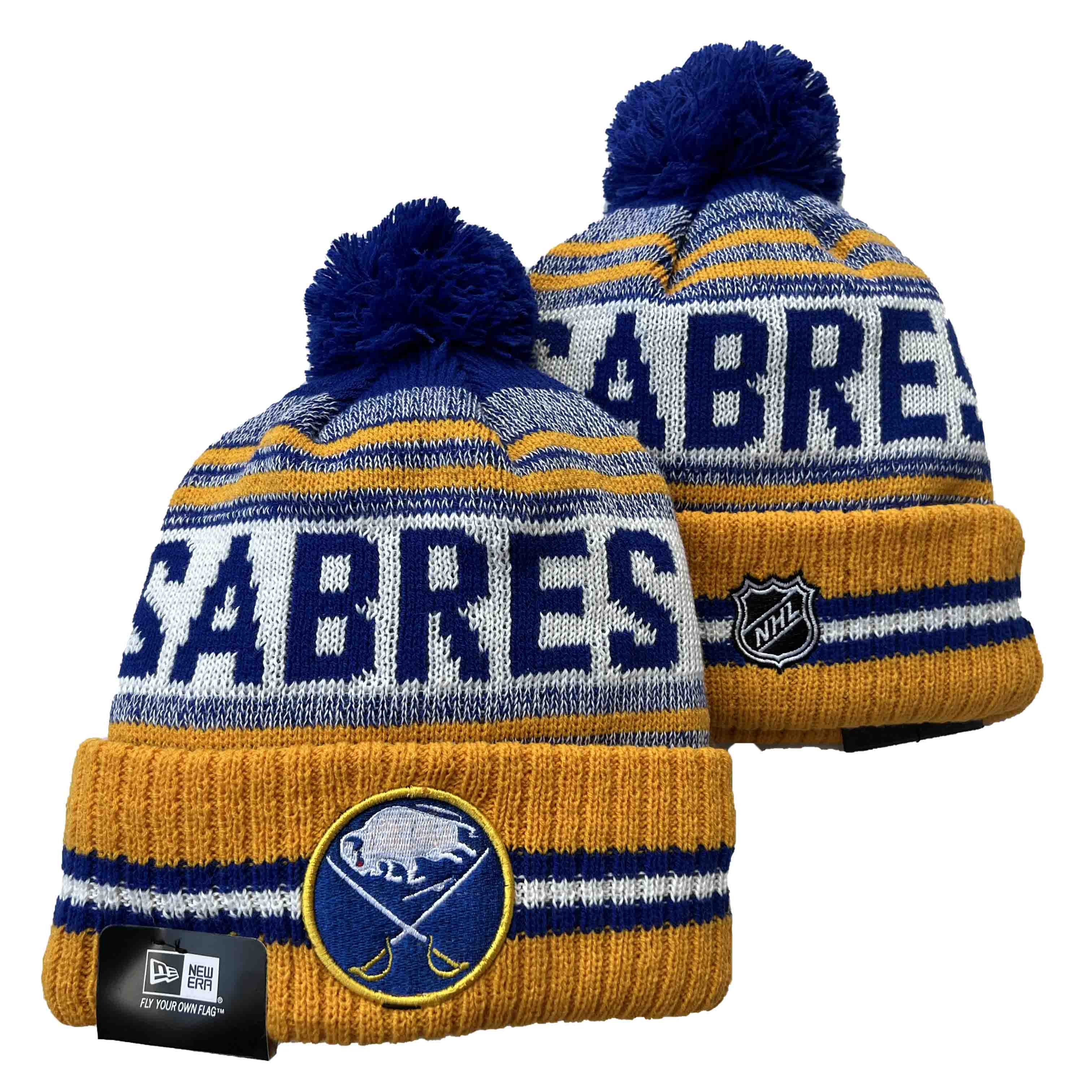 Men's Yellow Buffalo Sabres Knitted Cap with Pom