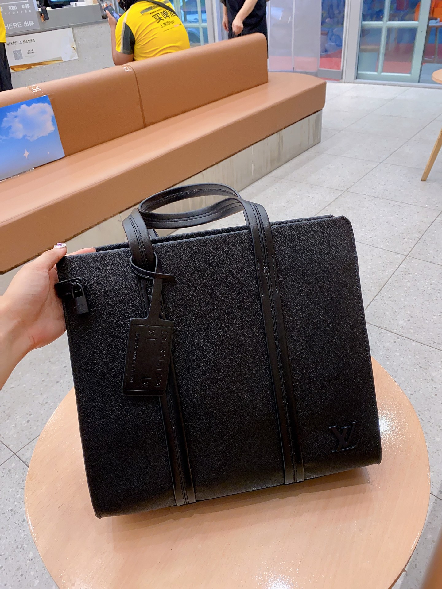 Louis Vuitton Aerogram Takeoff Tote Bag Black 37Cm M57308
