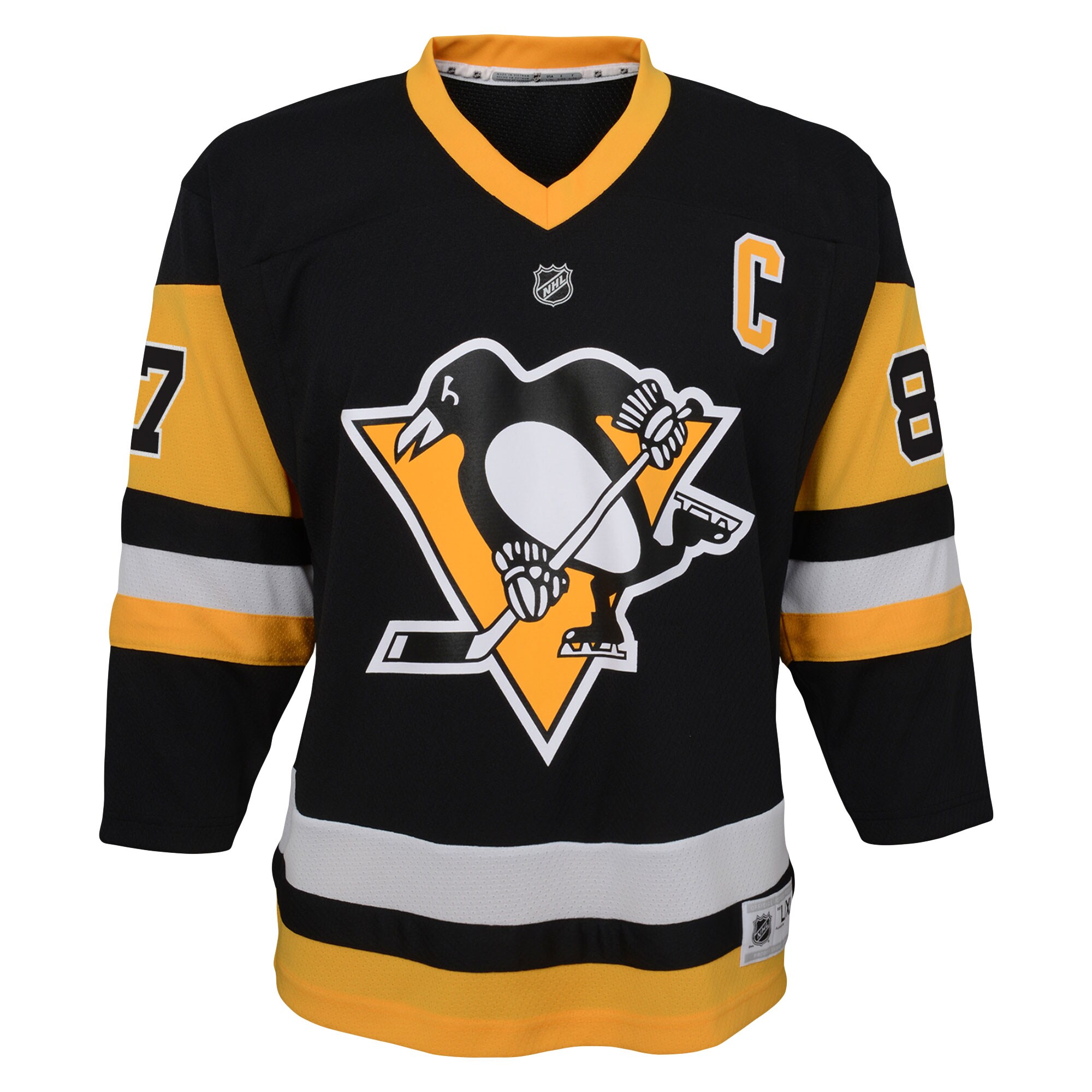 Sidney Crosby Pittsburgh Penguins Youth Captain Patch Home Replica Player Jersey – Black