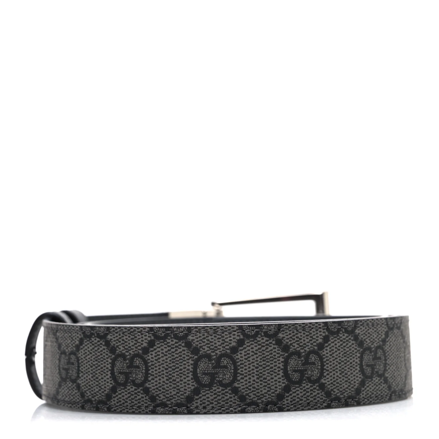 Selleria Calfskin GG Supreme Monogram Reversible Belt 90 36 Graphite Grey Black