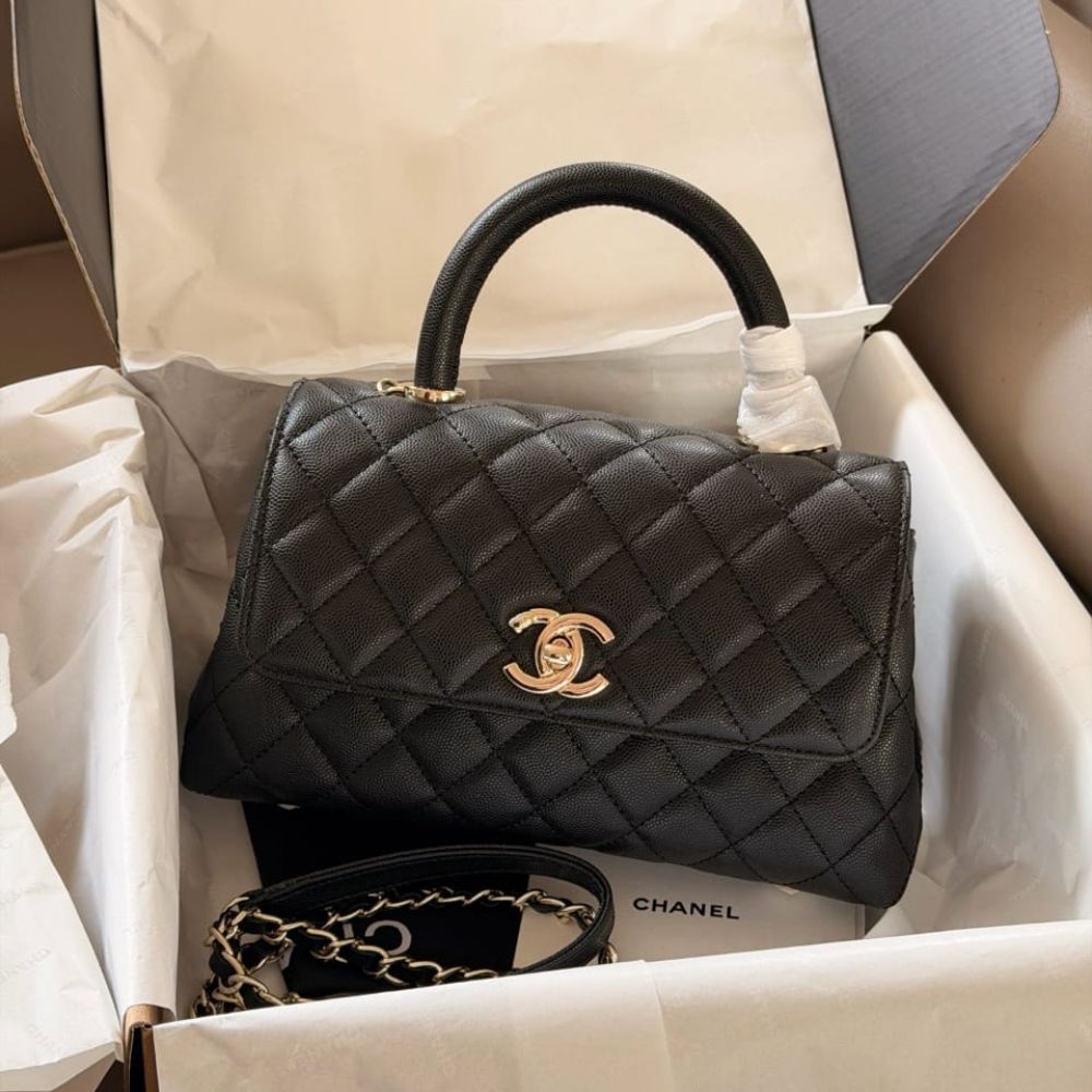 Chanel Trendy Cc Top Handle Bag Python Black 23Cm