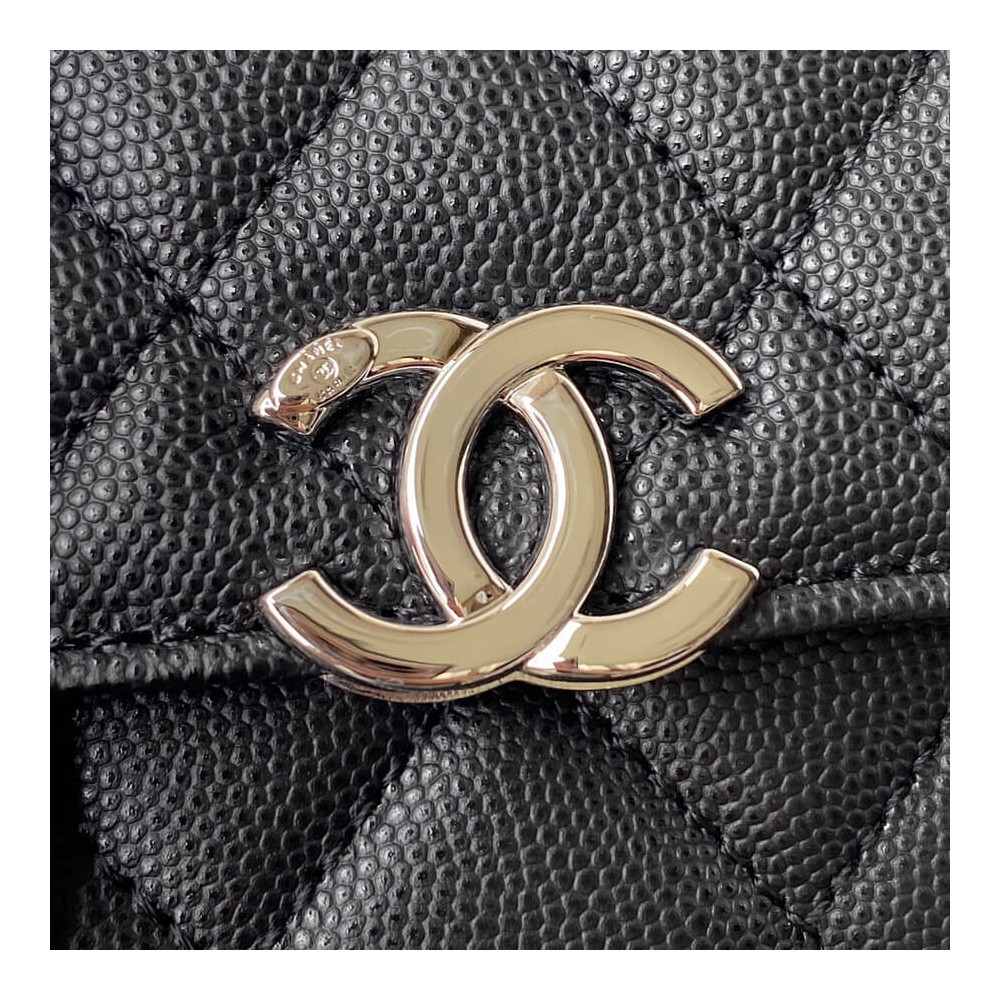 Chanel Enamel Handle Clutch with Chain in Grained Calfskin