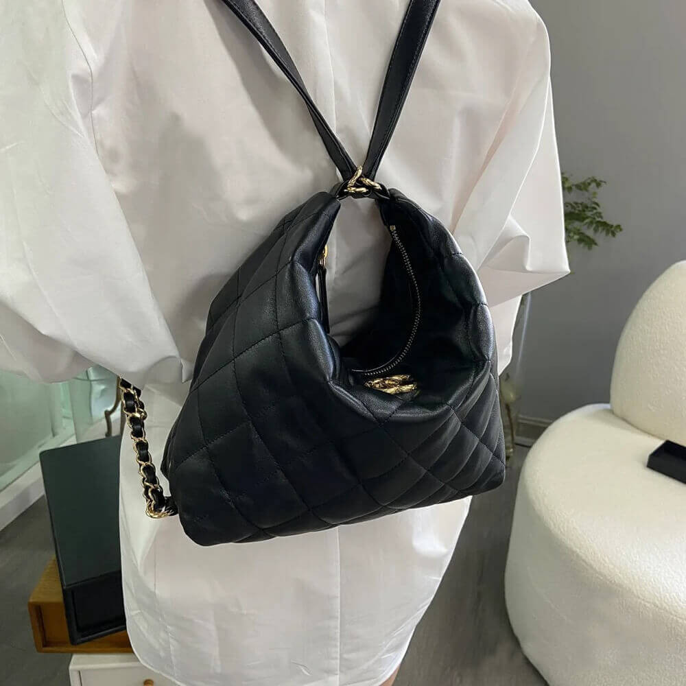 Chanel Hobo Bag in Black Lambskin