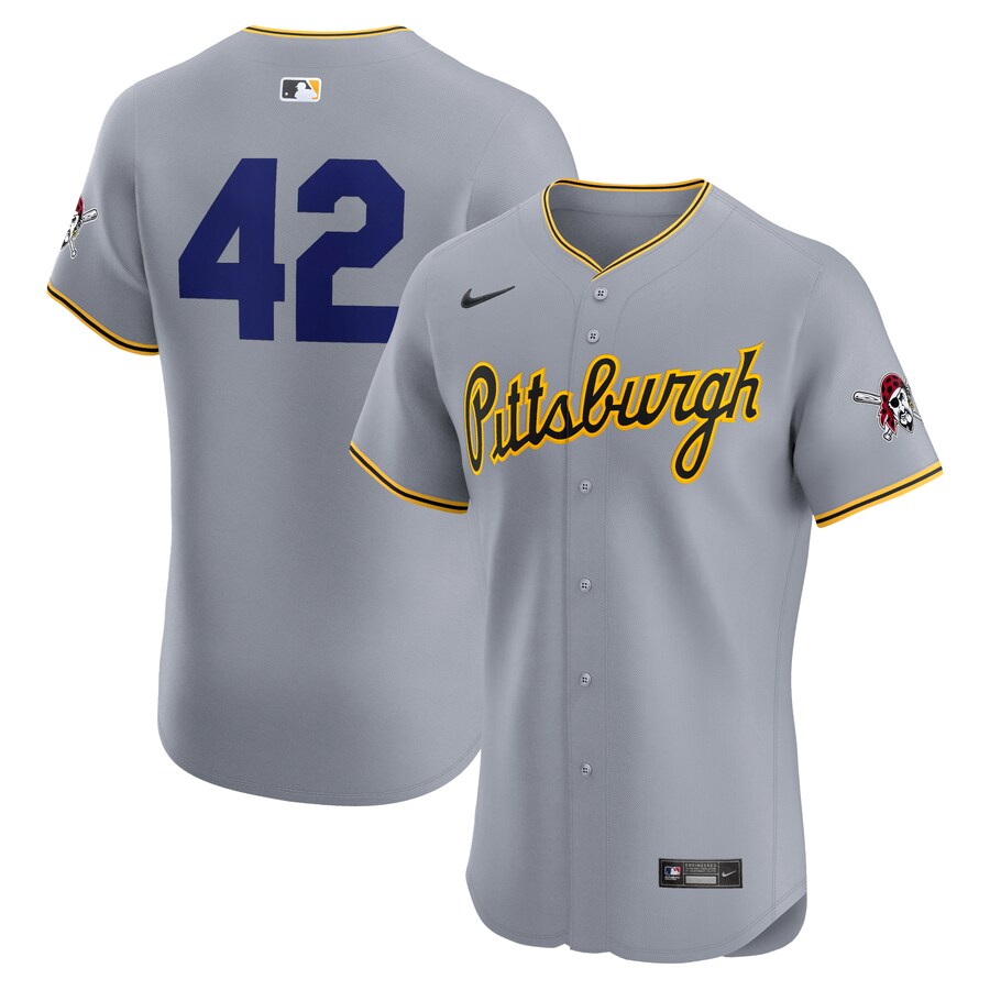 Pittsburgh Pirates Road 2024 Jackie Robinson Day Elite Jersey Gray