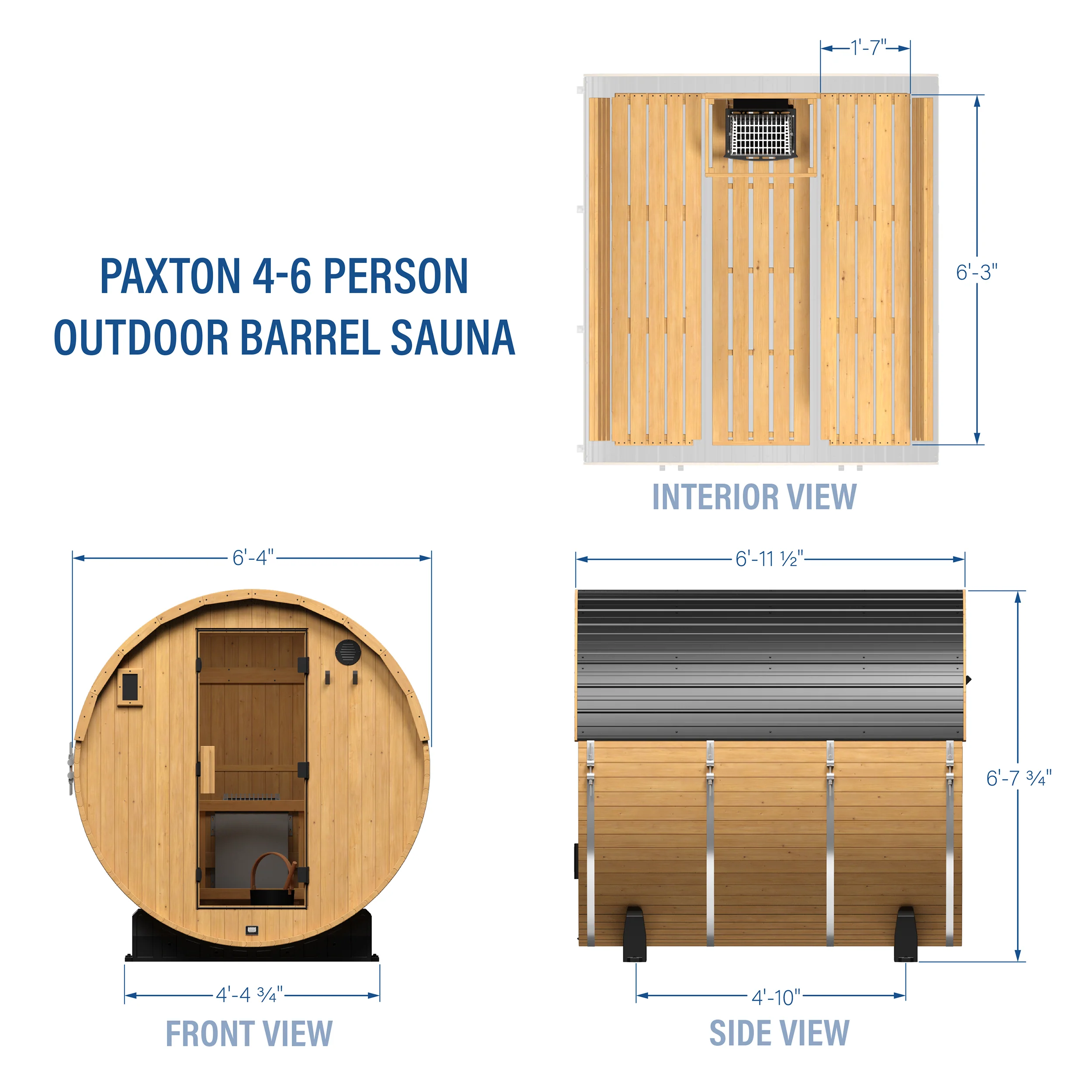 Paxton Outdoor Barrel Sauna �?4-6 Person