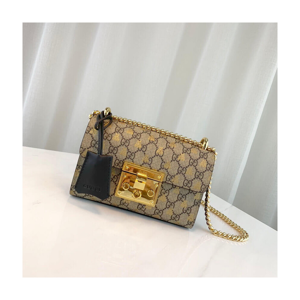 Gucci Padlock Small GG Bees Shoulder Bag