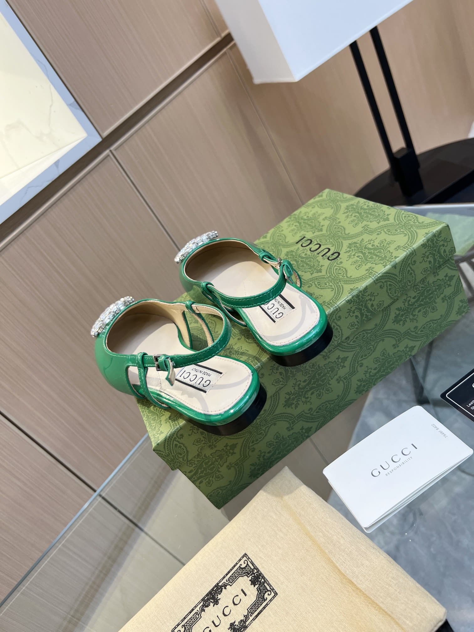 Gucci Gg Crystal Slingback Green