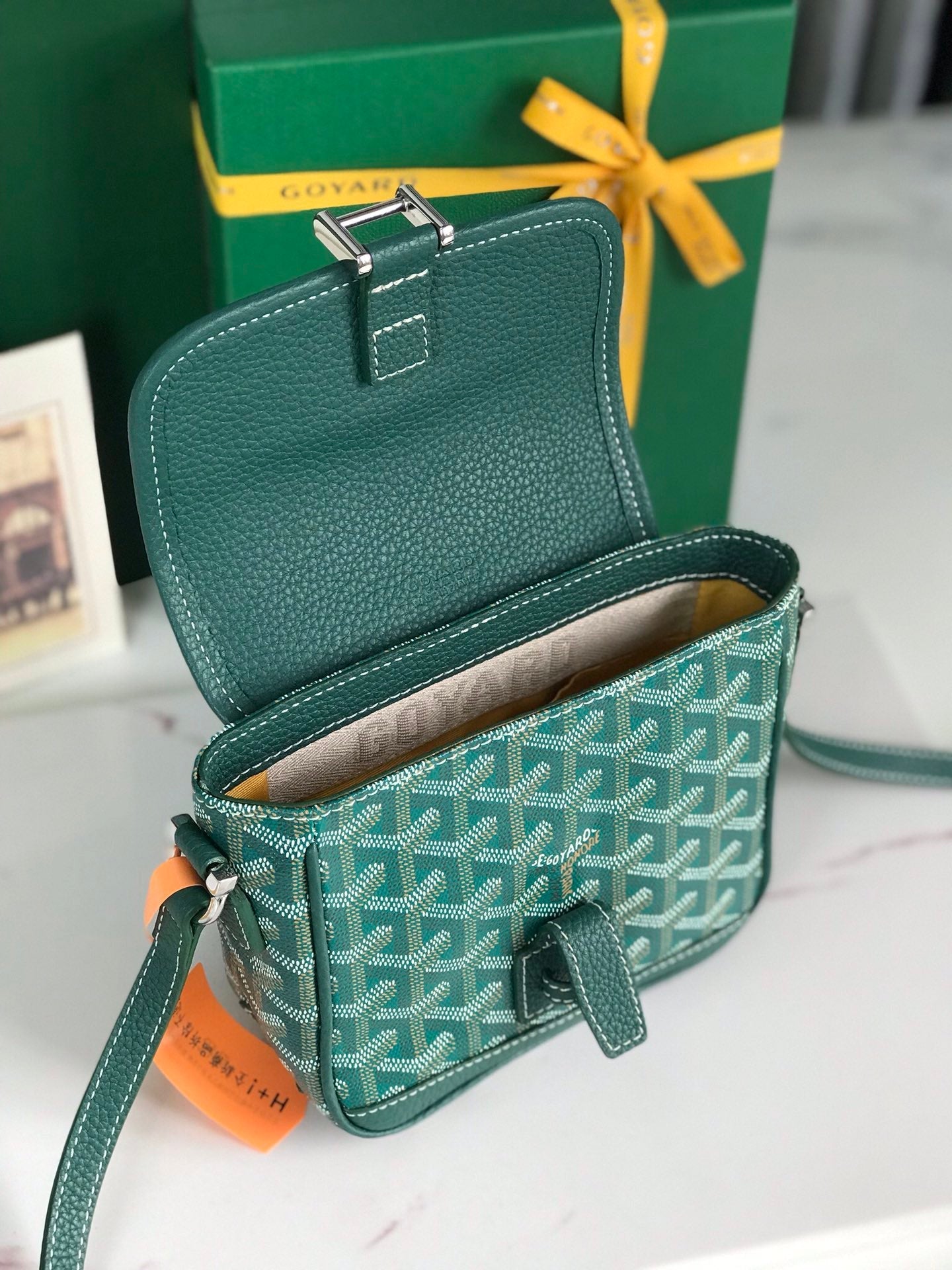 Goyard Grand Bleu 16 Cm Green Goyardine Canvas And Lambskin