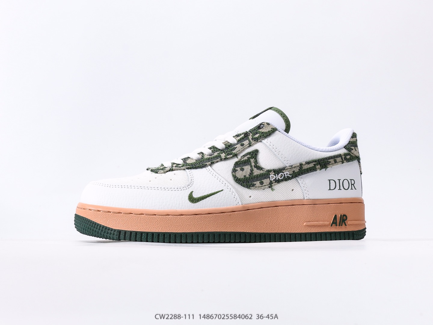 Nike Air Force 1 Low Dior Green Canvas Custom