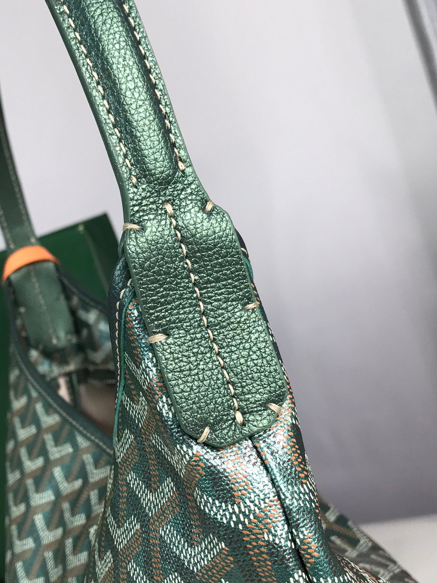 Goyard Bohème Hobo Bag 42Cm Green Canvas Chevroches Calfskin