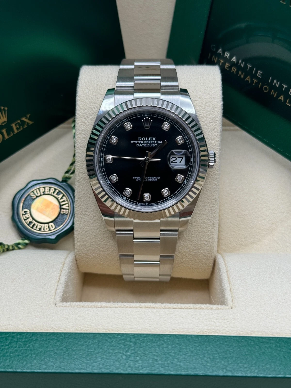【Super Clone】RLX  Datejust 41mm 126334 Black Diamond Oyster Stainless Steel Mens Watch