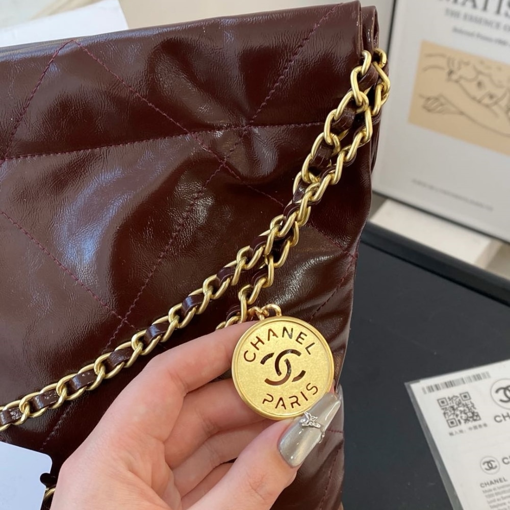 Chanel 22 Large Handbag Dark Brown 41cm