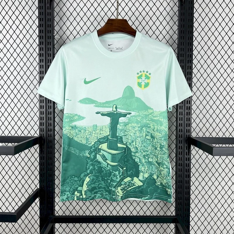 2025-26 Brazil season green and white Football jersey