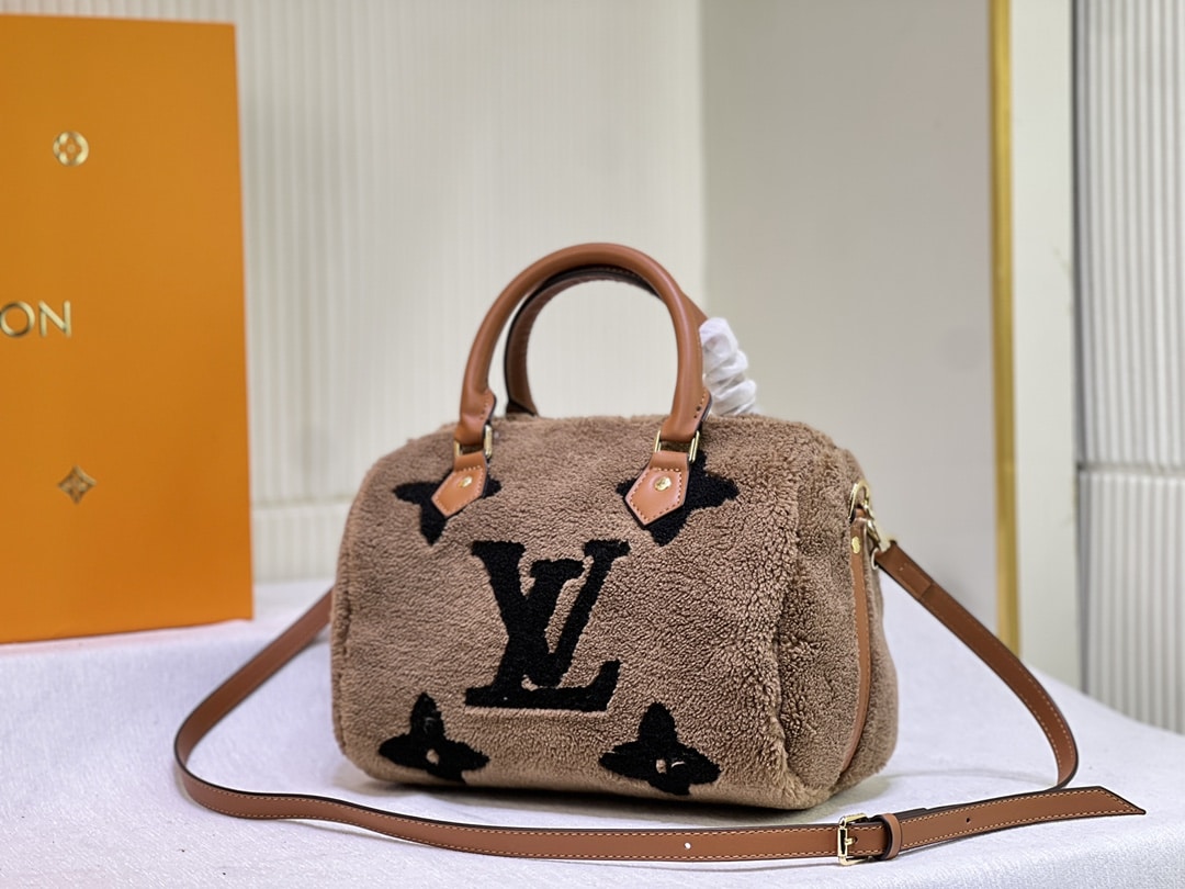 Louis Vuitton Monogram Teddy Speedy Bandouliere Brown 25cm