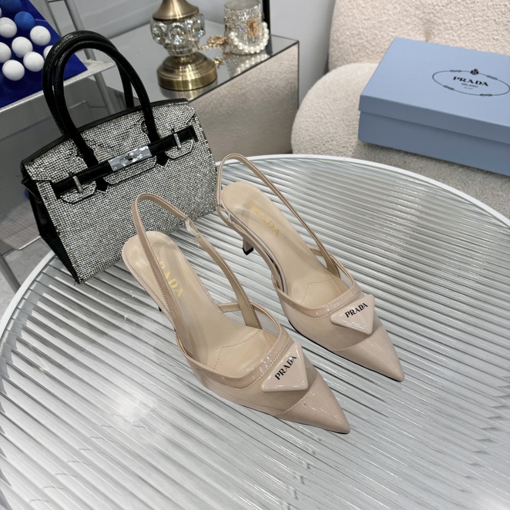 Prada Mesh Fabric Slingback Pumps Travertine Stone 1I891N 099 F0485 F 075