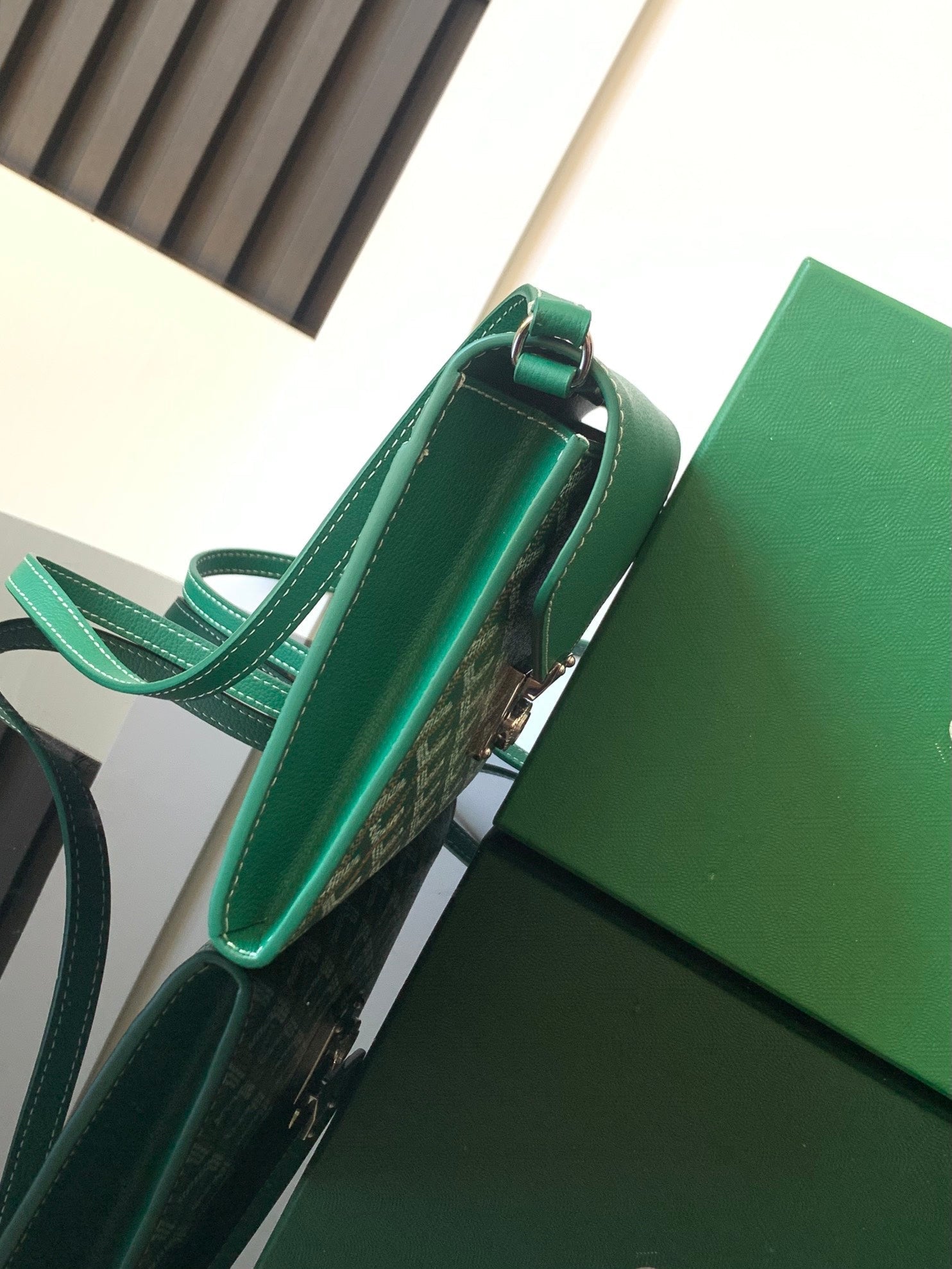 Goyard Chypre Wallet-Pouch 21 Cm Green Goyardine Canvas And Calfskin