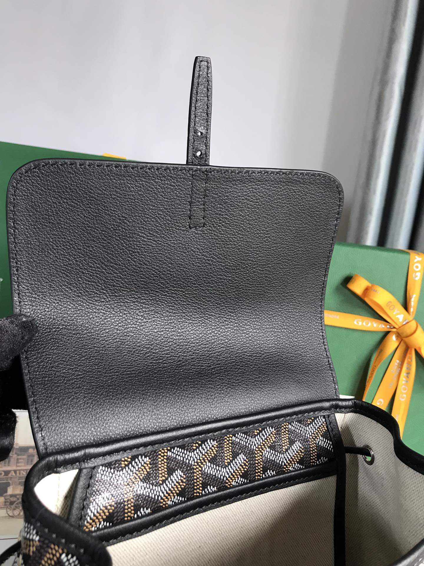Goyard Alpin Mini Backpack 21cm Black Lambskin And Goyardine Canvas