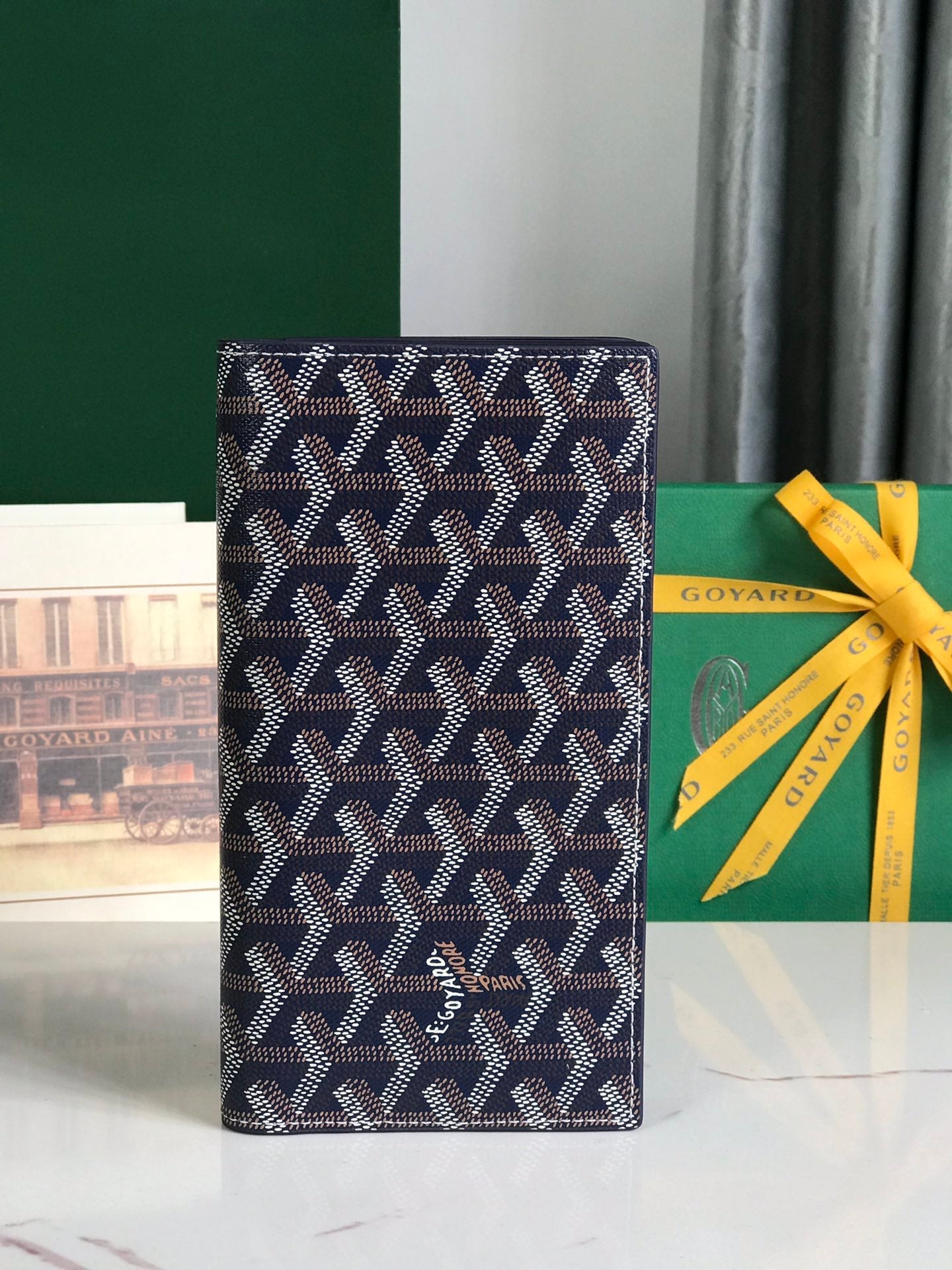 Goyard Richelieu Wallet 19 Cm Navy Blue Goyardine Canvas
