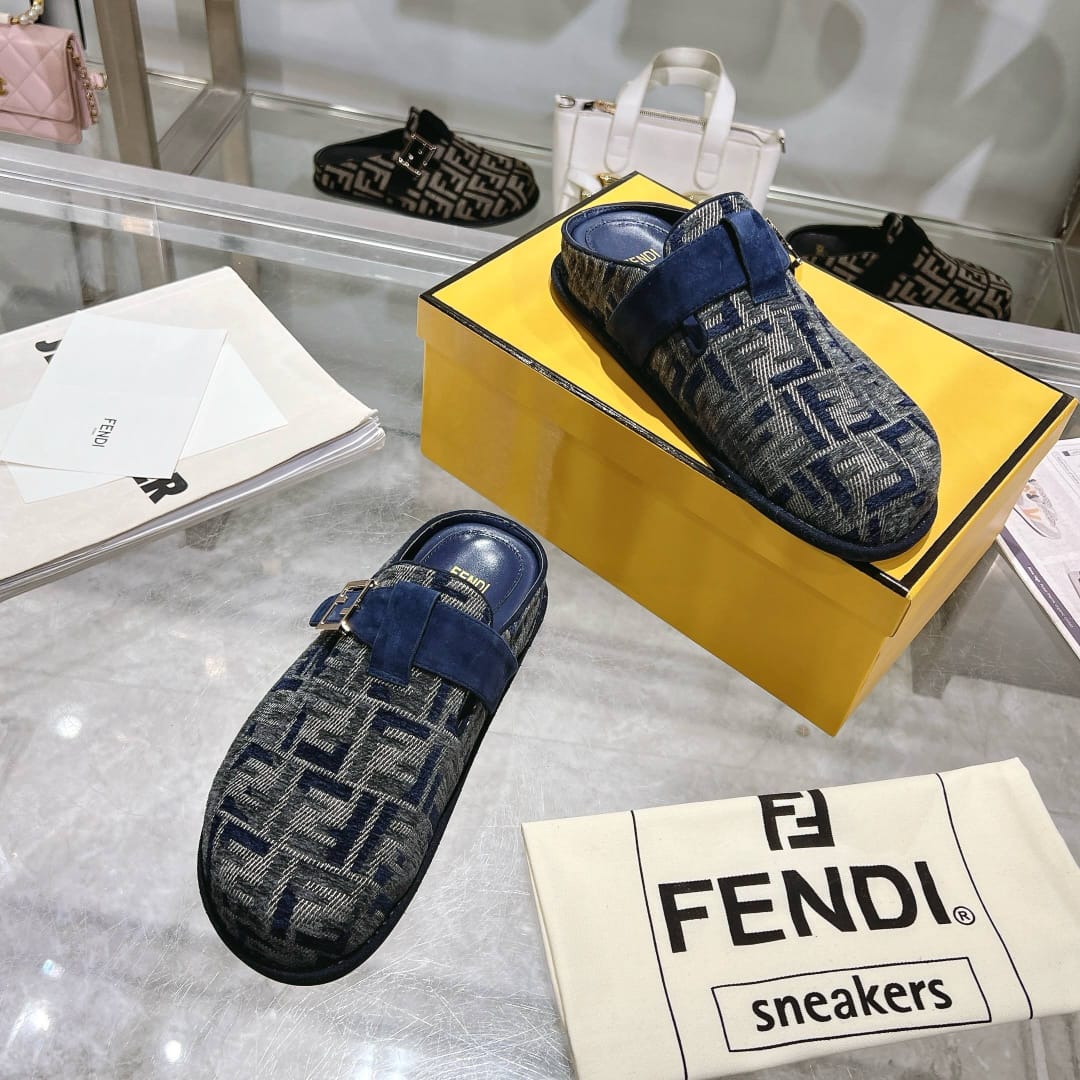Fendi Feel Ff Mules Denim Blue 8r8448akzpf1pz7