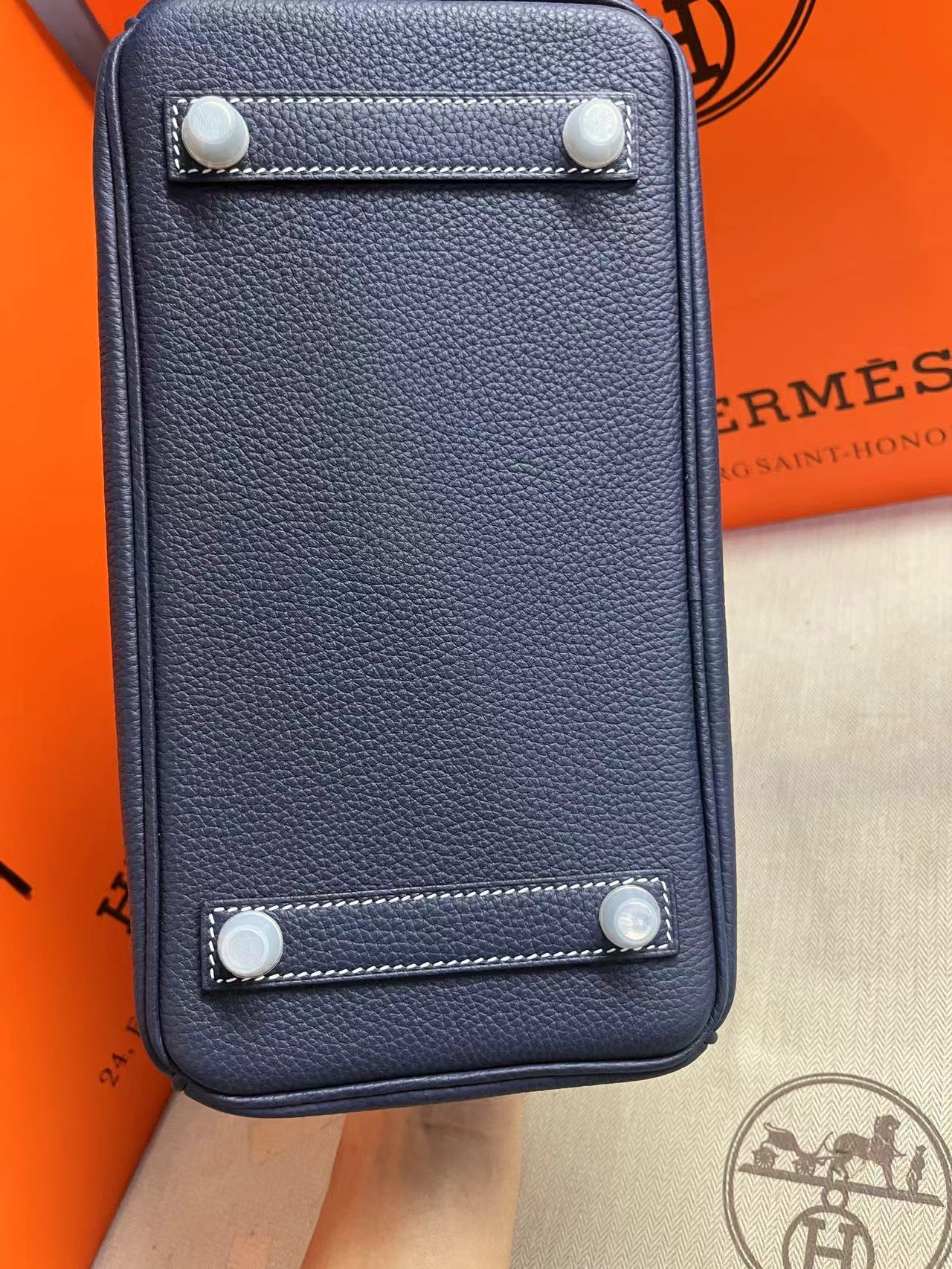 Hermes Birkin 25Cm Navy Blue Togo Leather Silver Hardware
