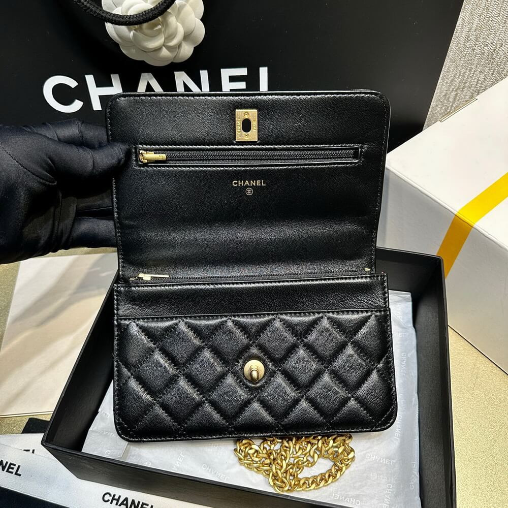 Chanel Camellia Crush Wallet On Chain Lambskin 19.2cm