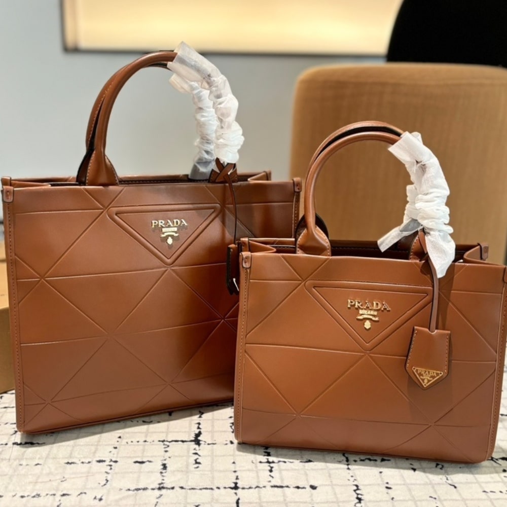 Prada Small Symbole Bag With Topstitching Caramel 28Cm