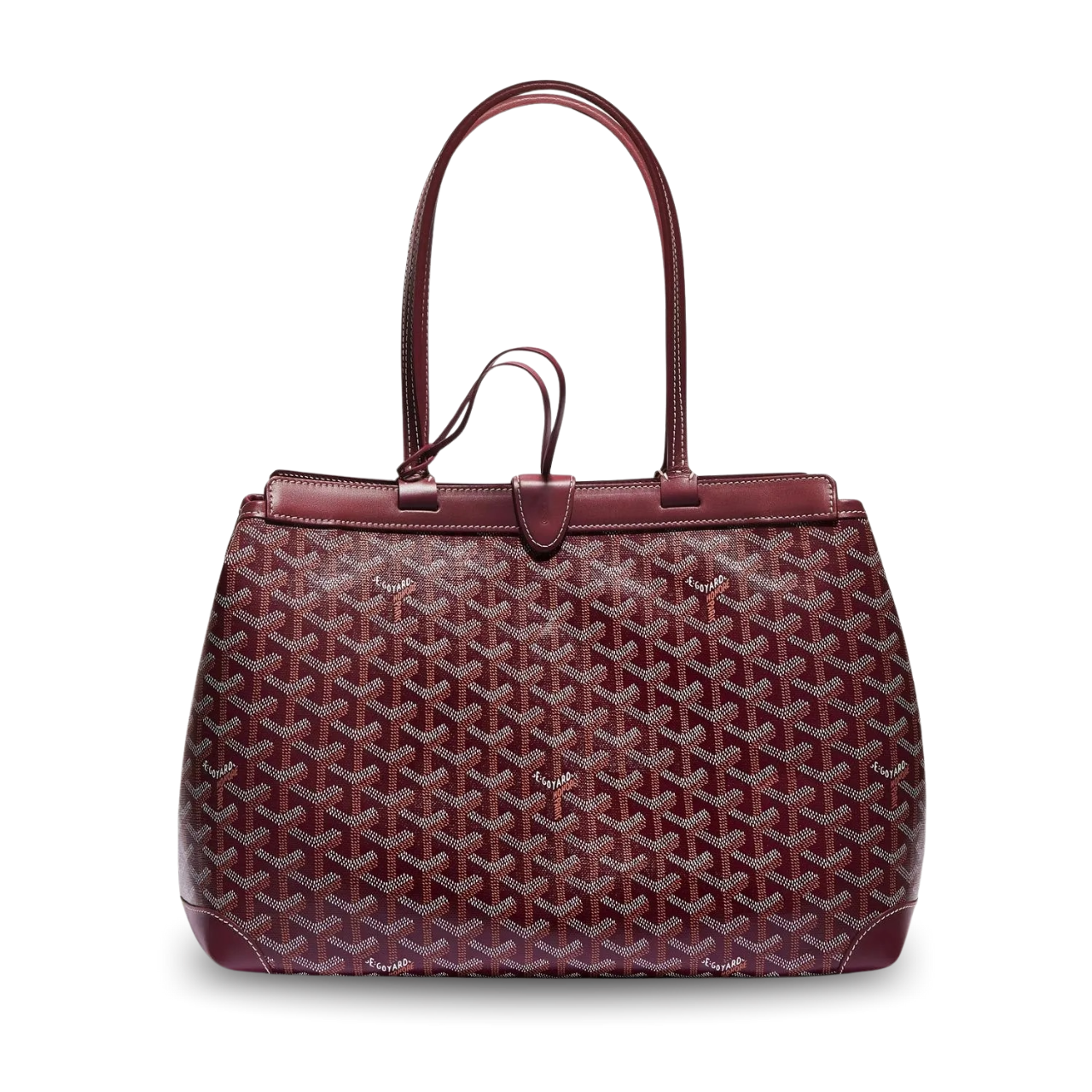Goyard Bellechasse Biaude Pm Bag 36cm Wine Red Goyardine Canvas And Calfskin Trim