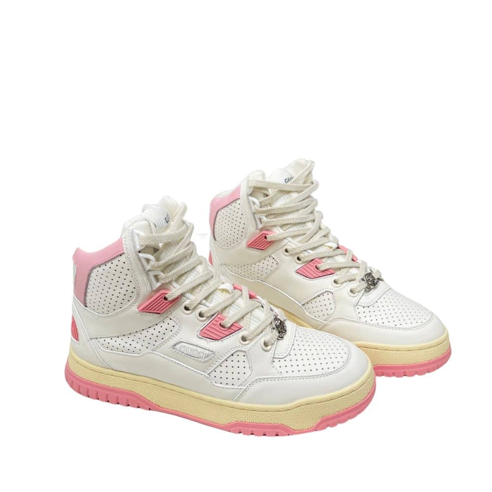 Gucci Women’S High Top Distressed Effect Sneaker Pink