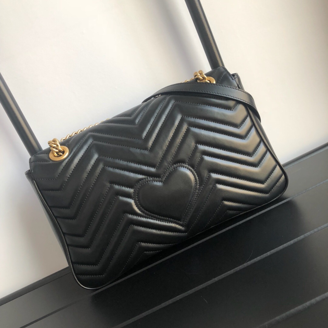 Gucci Marmont Medium Matelassé Shoulder Bag Black 26cm 443496 DTDIT 1000