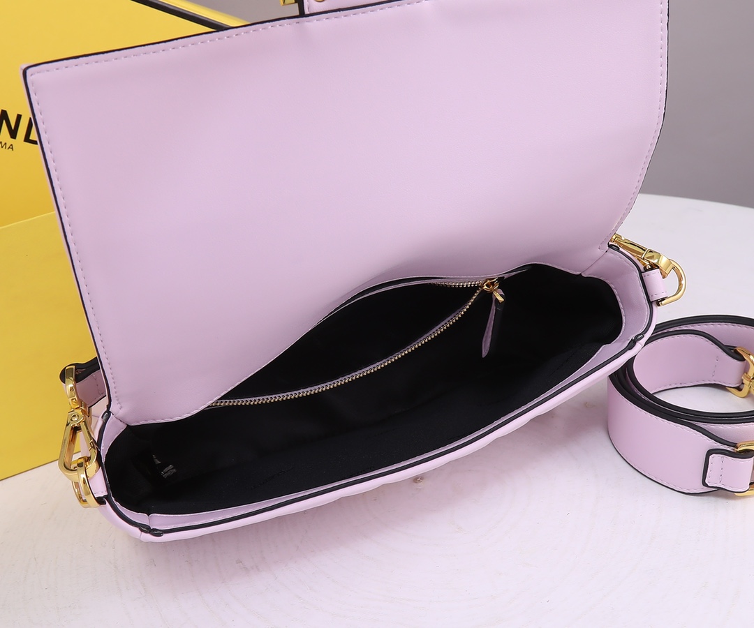 Fendi Baguette Leather Purple Nappa Bag 27Cm