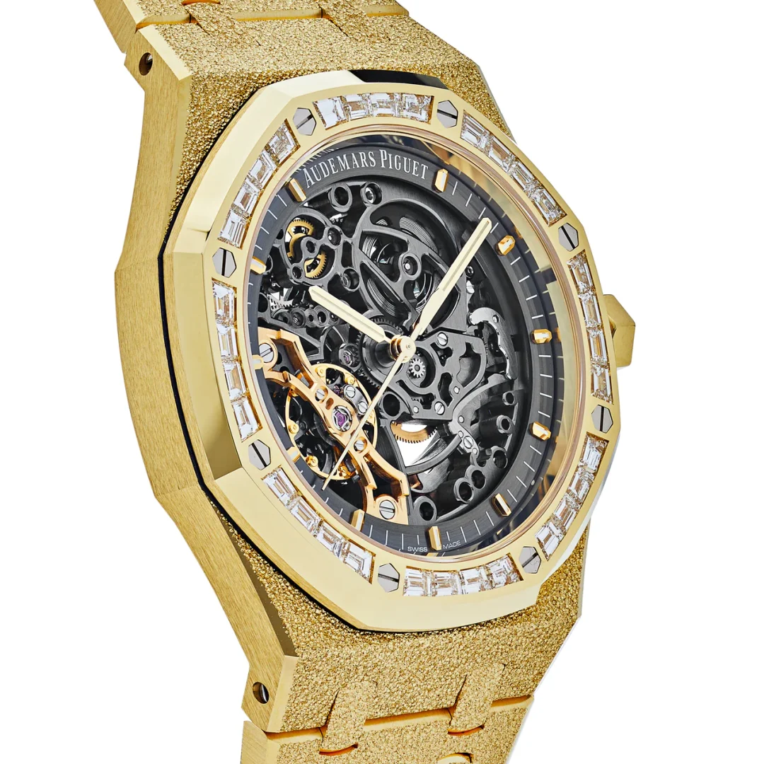 Audemars Piguet Royal Oak Double Balance Wheel Openworked 41 Frosted Yellow Gold / Baguette Diamond / Skeletonized / Bracelet