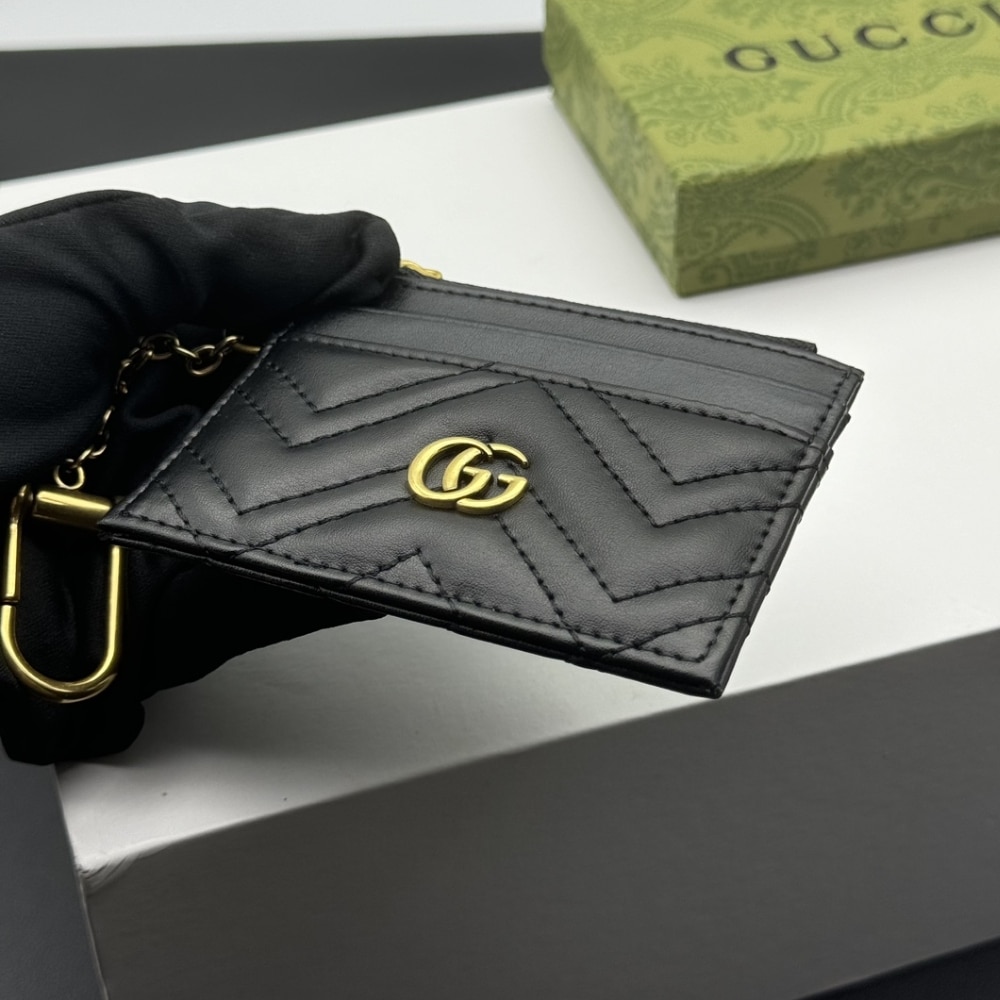 Gucci Gg Marmont Keychain Wallet Black 10cm
