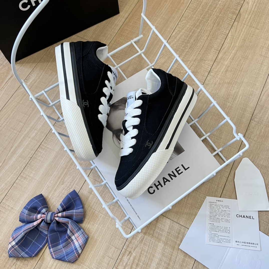 Chanel Suede Leather Runners Black
