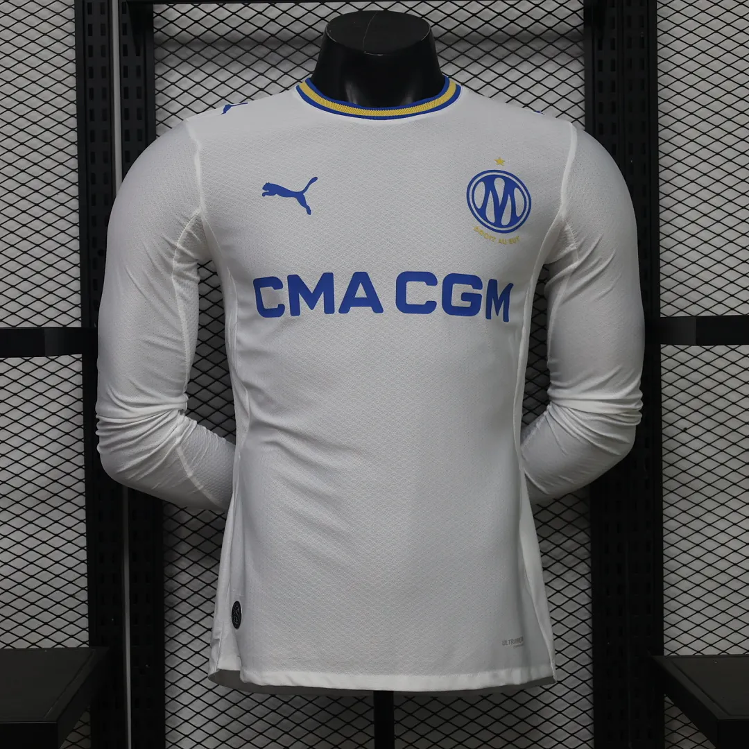 2026/27 Ligue 1 Marseille Team Home Football Jersey Player Version Long Sleeves - JerseyFun