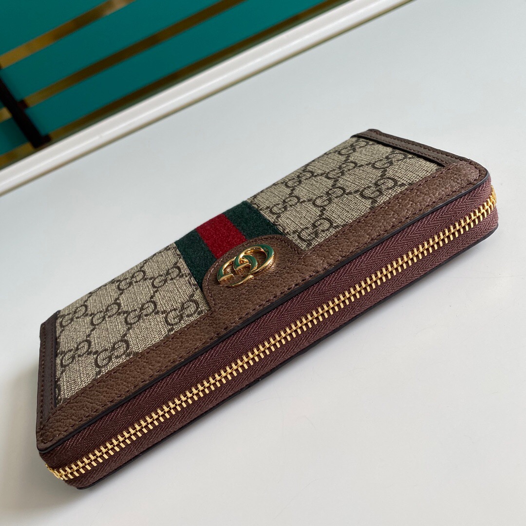 Gucci Ophidia Zip Around GG Supreme Wallet Brown 19cm 523154 96IWG 8745