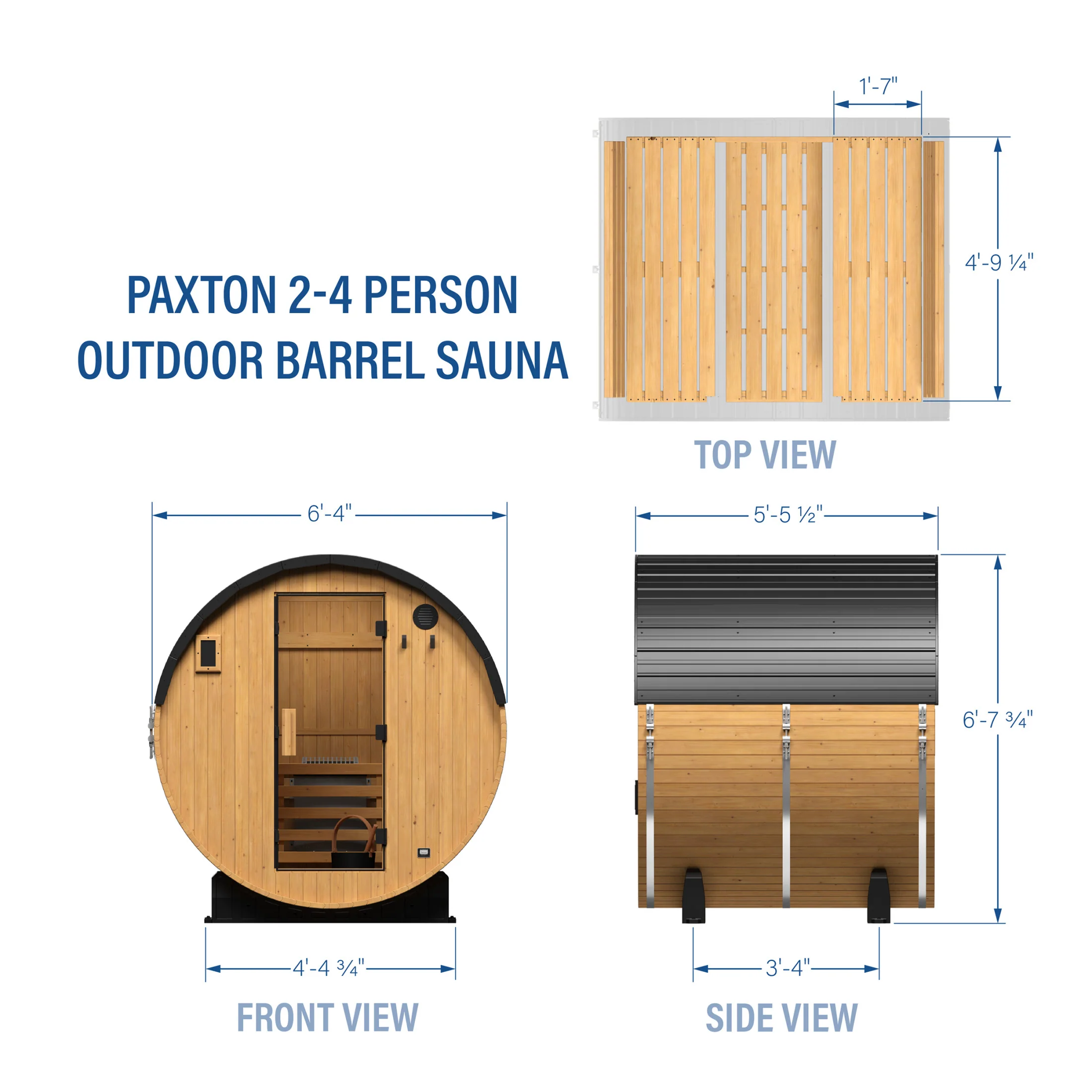 Paxton Outdoor Barrel Sauna �?2-4 Person