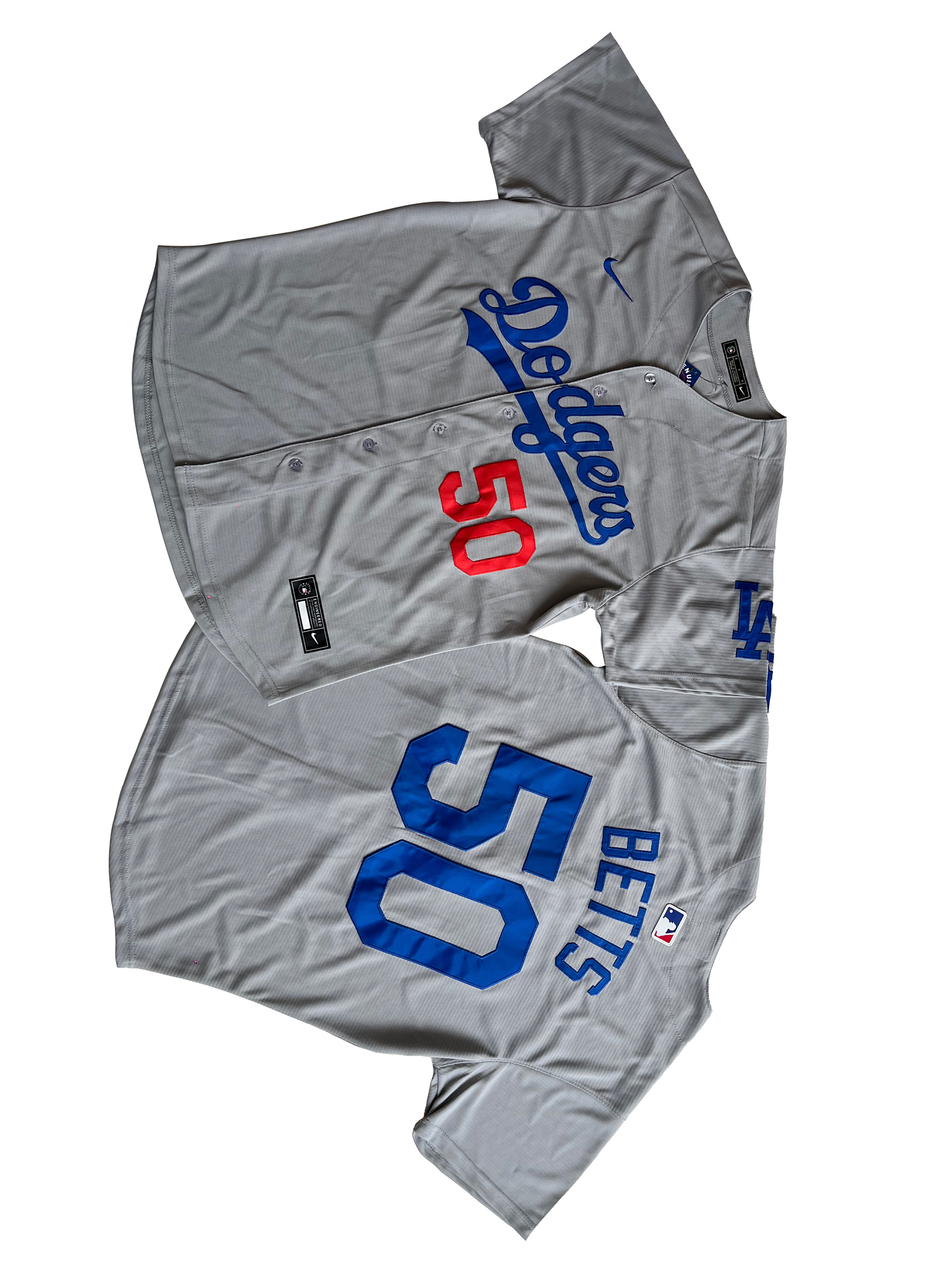 Men's Los Angeles Dodgers Mookie Betts #50Gray Home Limited Player Jersey