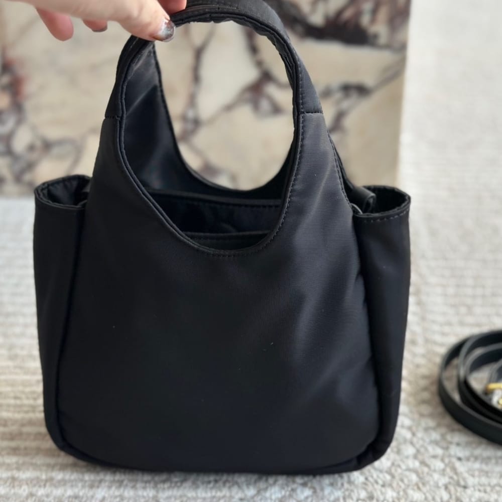 Prada Re Nylon And Nappa Leather Mini Bag With Bow Black 20Cm